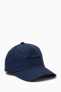 Buy Emporio Armani Blue All-Over Eagle Logo Baseball Hat for Men