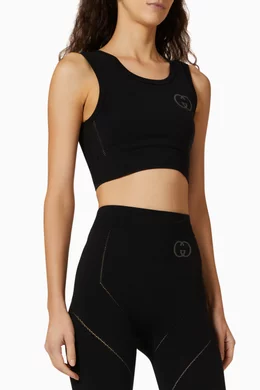 Buy Gucci Black Logo Crop Top in Nylon-jersey for Women Online