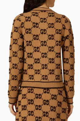 Buy Gucci Brown GG Logo-jacquard Cardigan in Wool Bouclé for Women