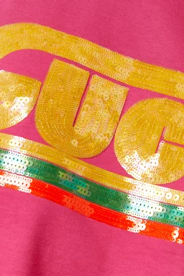 Buy Gucci Pink G-Loved Embellished-logo T-shirt in Cotton-jersey