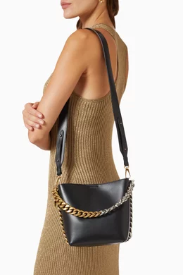 Buy Stella McCartney Black Frayme Bucket Bag in Smooth Alter