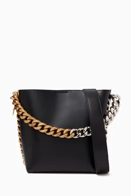 STELLA MCCARTNEY BLACK ALTER MAT FRAYME BUCKET BAG