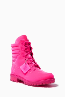 Buy Jimmy Choo Pink x Timberland Padded Ankle Boots in Velvet for - Main Image