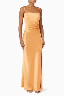 bec and bridge yellow and brown dress Cedar City Maxi Dress in Ice Yellow