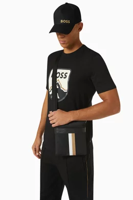 Buy BOSS Black Signature-stripe Envelope Bag in Recycled Nylon for