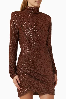 Buy Ronny Kobo Brown Jane Mini Dress in Sequin for Women Online | Ounass  Kuwait