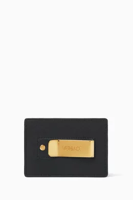 Buy Versace Black Medusa Money Clip Card Holder in Leather for