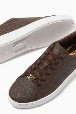 Buy Michael Kors Brown Keaton Logo Sneakers in Canvas for Women