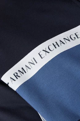 Buy Armani Exchange Blue Logo Tape Zip-Up Sweatshirt in Cotton for