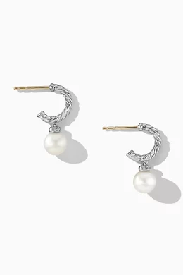 Buy David Yurman Silver Solari Pearl Diamond Hoop Earrings in