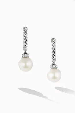 Buy David Yurman Silver Solari Pearl Diamond Hoop Earrings in