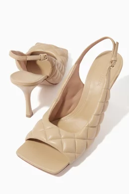 Buy Bottega Veneta Neutral Padded 100 Slingback Sandals in Leather