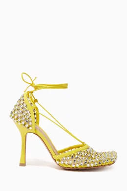 Buy Bottega Veneta Yellow Sparkle Stretch Sandals in Leather