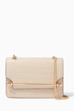Buy Strathberry Neutral East West Mini Shoulder Bag in Croc