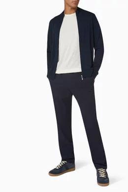 Buy Sunspel Blue Zip Cardigan in Fine Merino Wool for Men Online