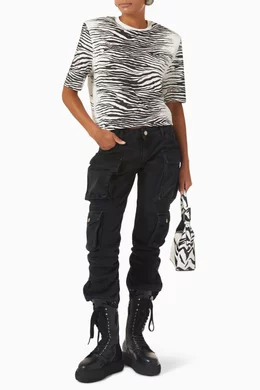 Buy The Attico White Bella Zebra Print T-shirt in Cotton