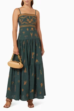 Buy Agua by Agua Bendita Green Lima Maxi Dress in Linen for Women Online |  Ounass Kuwait