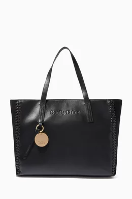 Buy See By Chloé Black Medium Tilda Tote Bag in Leather Suede