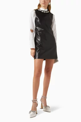 Buy Alice + Olivia Black Coley Embellished Mini Dress in Vegan Leather for  Women Online | Ounass Kuwait