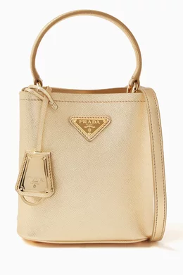 Buy Prada Gold Micro Mini Panier Shoulder Bag in Metallic Leather