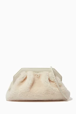 Buy Serapian Neutral Secret Clutch Bag in Shearling Leather for