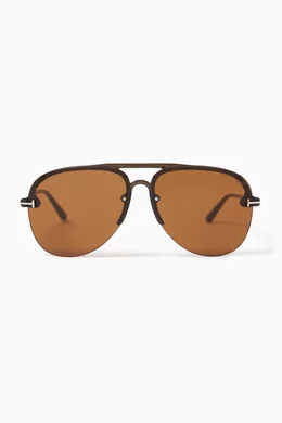 Buy TOM FORD Brown Pilot Sunglasses in Acetate for Men Online Ounass Kuwait