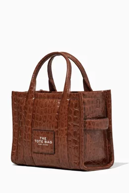 Buy Marc Jacobs Brown The Mini Tote Bag in Croc-embossed Leather