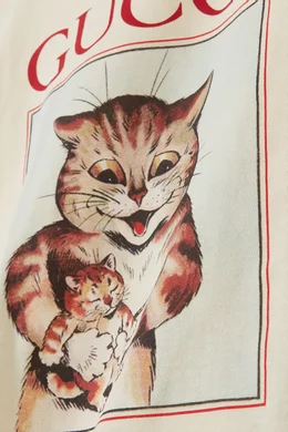 Buy Gucci Neutral Cat Print T-shirt in Cotton for UNISEX Online