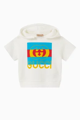 Buy Gucci White Logo Hoodie in Cotton for Baby Boys Online