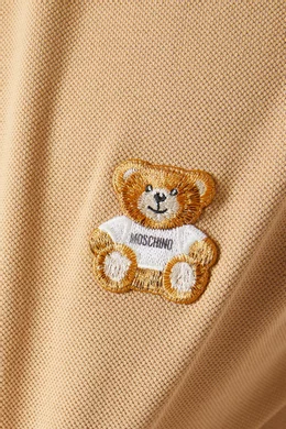 Buy Moschino Neutral Teddy Polo Shirt in Cotton Piqué for Men