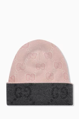Pink Gucci Baby Beanie Buy Gucci Pink Reversible GG Beanie In Wool