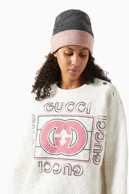 Buy Gucci Pink Reversible GG Beanie in Wool for Women Online
