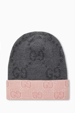 Buy Gucci Pink Reversible GG Beanie in Wool for Women Online
