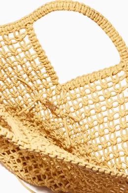 Buy YUZEFI Neutral Small Woven Basket Tote in Vegan Leather for