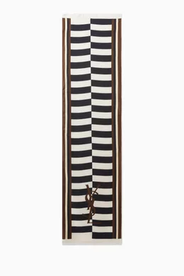 Buy SAINT LAURENT Black Monogram Cassandre Scarf in Silk