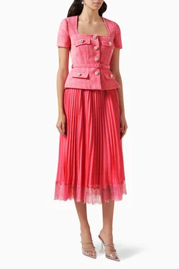 Buy Self-Portrait Pink Midi Dress in Boucl & Chiffon for Women Online |  Ounass Kuwait