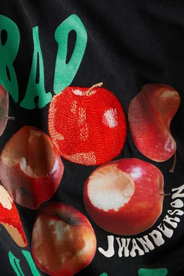Buy JW Anderson Black Bad Apple Oversized T-shirt in Cotton Jersey