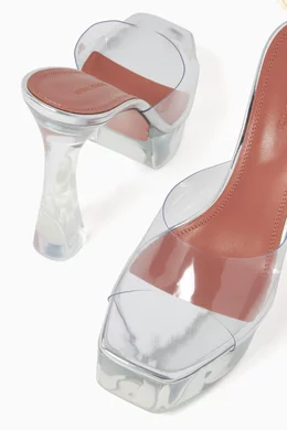 Buy Amina Muaddi Dalida Glass 140 Platform Mule Sandals in PVC for