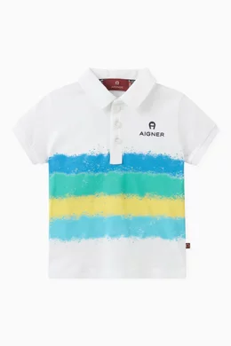 Buy AIGNER White Logo Jersey Polo Shirt in Cotton for Baby Boys