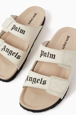Flat Slides Palm Angels Slides Women Buy Palm Angels Neutral Logo