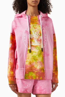 Buy Palm Angels Pink Tie-dye College Hoodies in Cotton for Women