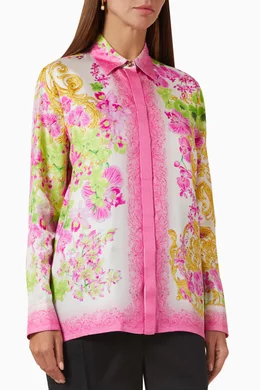 Buy Versace Multicolour Medusa Orchid Shirt in Silk Twill for