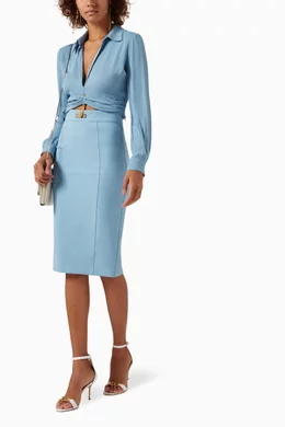 Buy Elisabetta Franchi Blue Pencil Skirt in Stretch Jersey