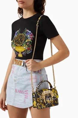 Buy Versace Jeans Couture Black Medium Buckle Top Handle Envelope