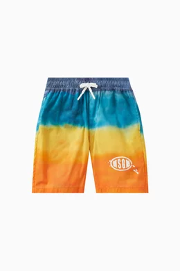 Buy MSGM Multicolour Ombre Tie-dye print Bermuda Shorts in