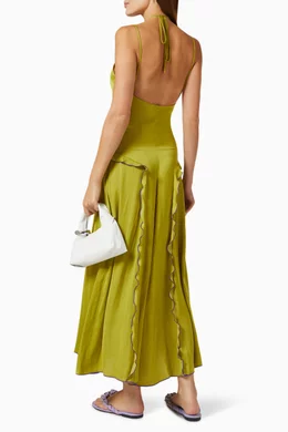 Buy SIEDRES Green Viola Ruffled Maxi Dress for Women Online | Ounass Kuwait