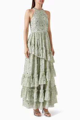 green emerald velvet dress Paritza Embroidered Halter Mini Dress White / L