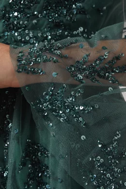 Maya embellished tulle sleeve maxi tulle dress in green 2025