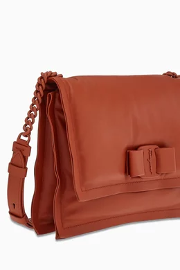 Buy Ferragamo Brown Viva Bow Shoulder Bag in Leather for Women