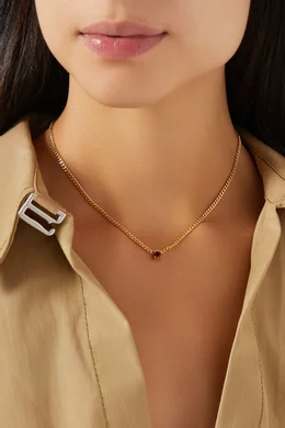 Buy Luv Aj Red Bardot Stud Drop Necklace in Gold-plated Brass for